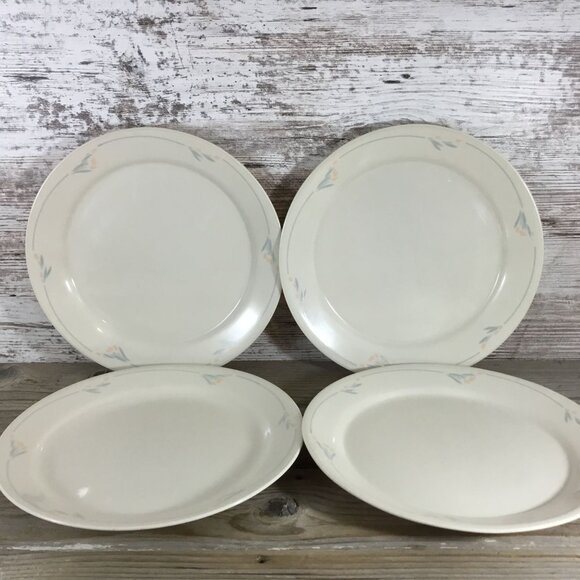 Set of 4 Corelle Windflower Luncheon Plates  9" Beige Floral Vintage Dishware - Picture 8 of 11